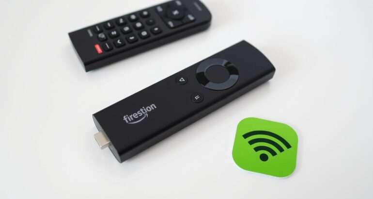 FireStick device with IPTV Smarters app icon and required components