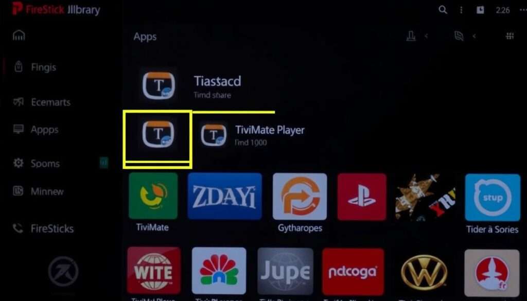 TiviMate Player icon in FireStick 2026 apps library